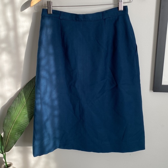 Vintage Mr Jax 🇨🇦 Dark Teal Wool Skirt - Picture 2 of 8